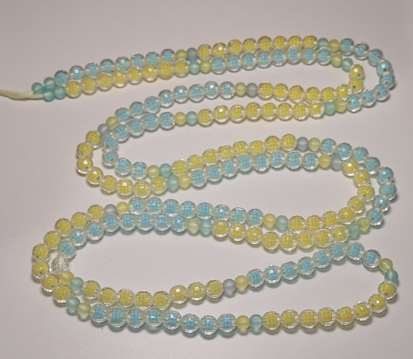 Blue yellow swirl waistbeads