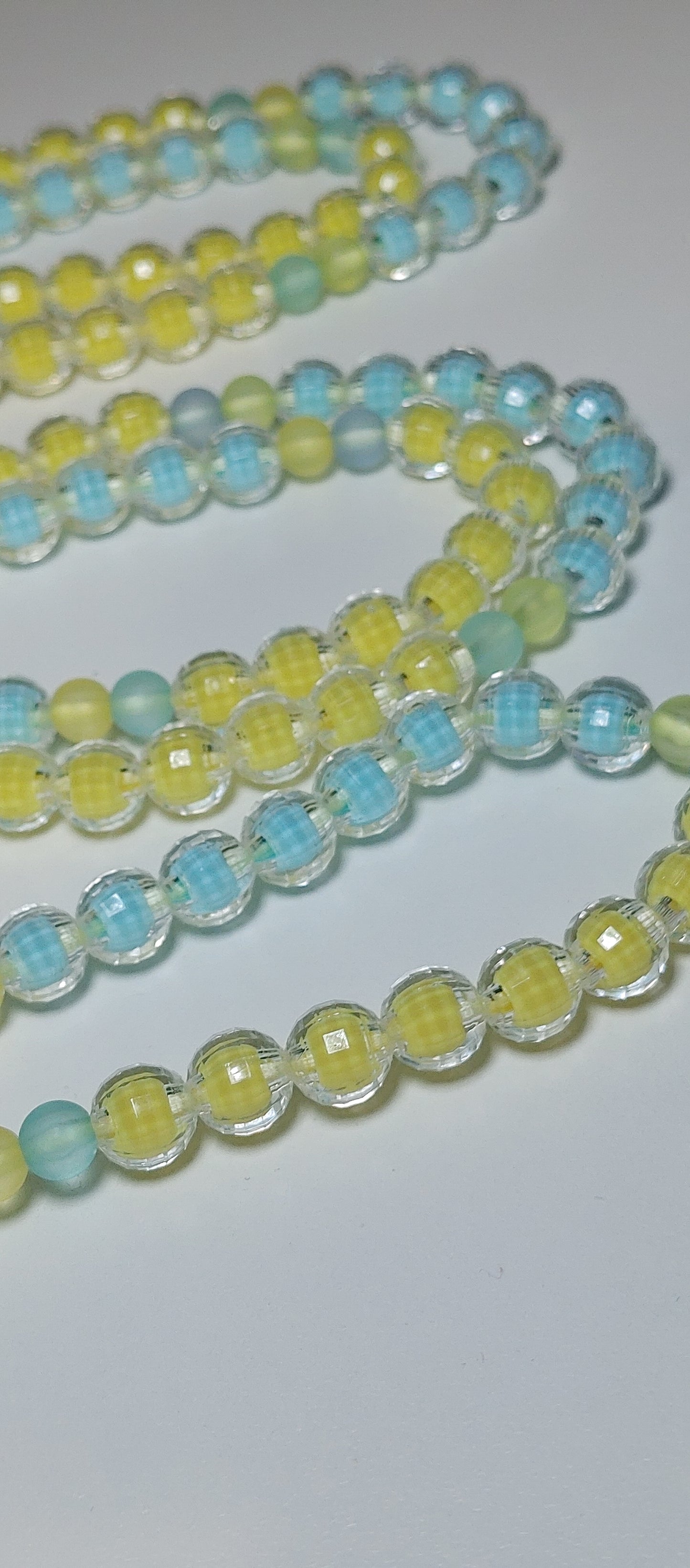 Blue yellow swirl waistbeads