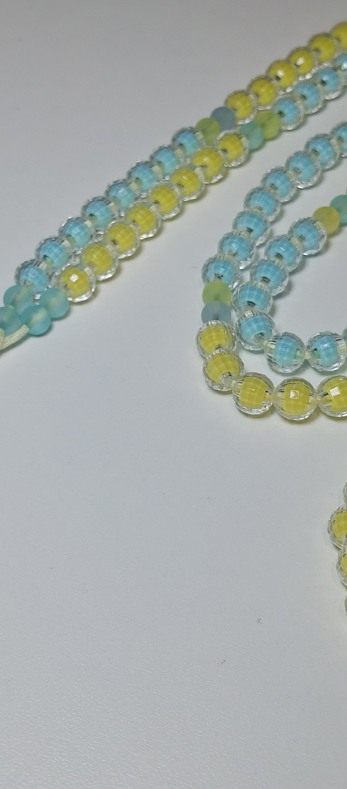 Blue yellow swirl waistbeads