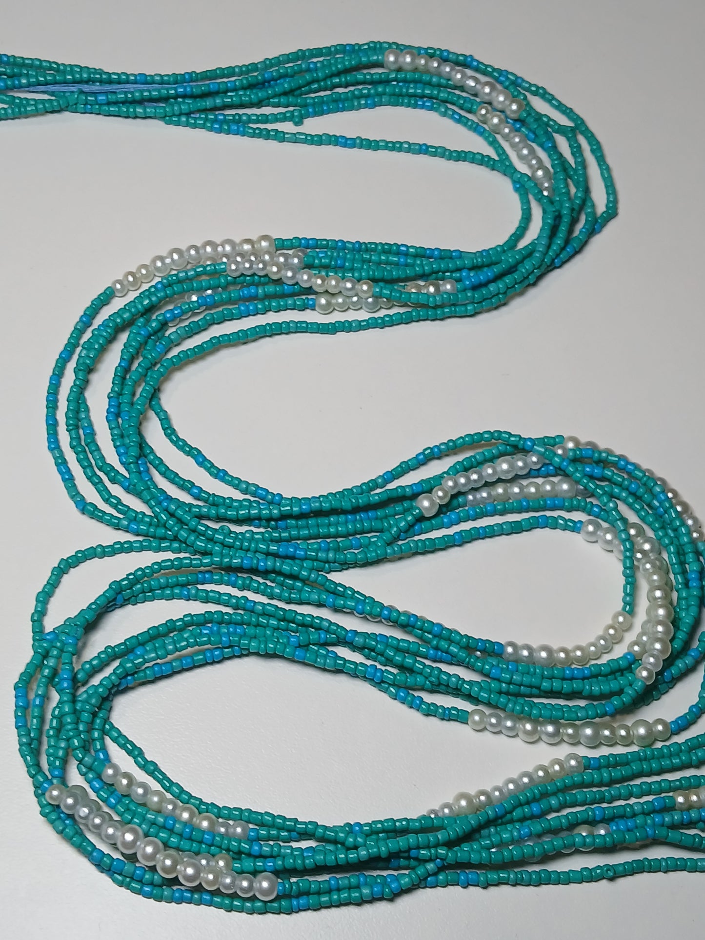 Ocean teal and pearl waistbeads