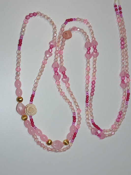 Pink rose glow in the dark waistbeads