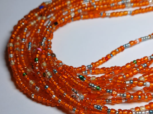 Orange glow glitz waistbeads " glow in the dark "