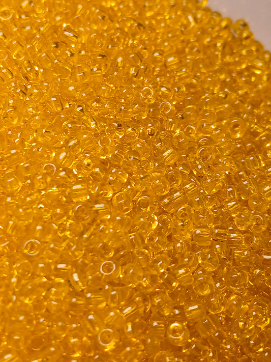 Transparent yellow seed beads