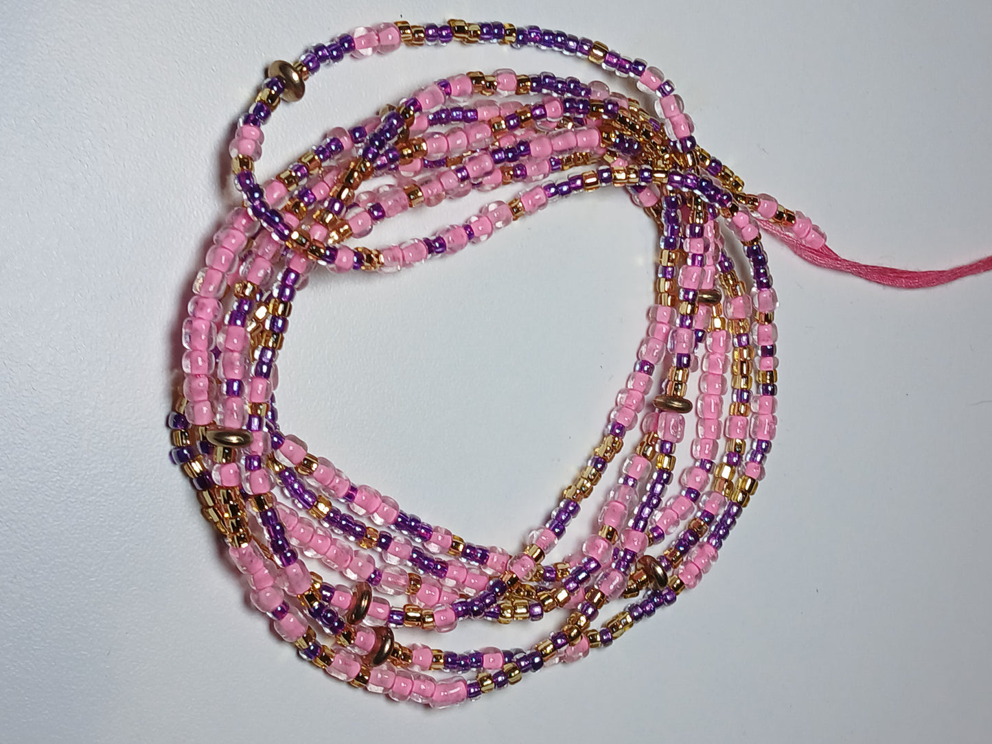 Pink rosey pedals waistbeads